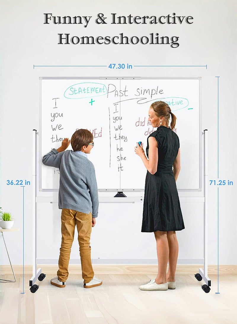 Kidle 2-in-1 Mobile Magnetic Whiteboard | Removable, Flippable Board with Full Set of Accessories  | Lift, Flip & Roll for Office, Home & Classroom ﻿ - Image 5